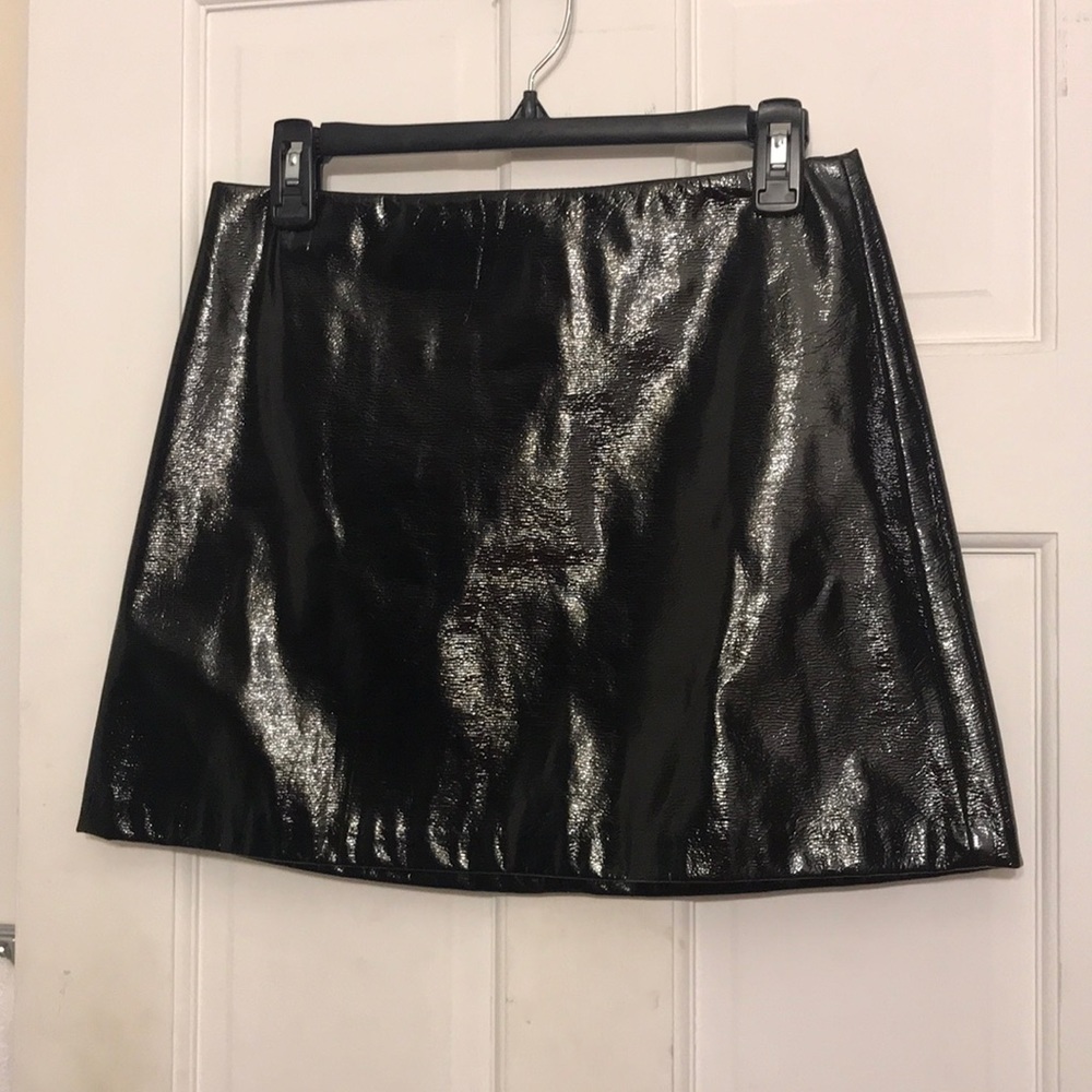 Shiny Faux Leather Mini Skirt